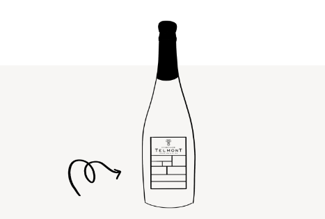 An icon showing how the bottle gets a label