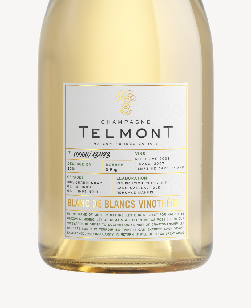 Open image in slideshow, Blanc de Blancs Vinothèque 2006 label
