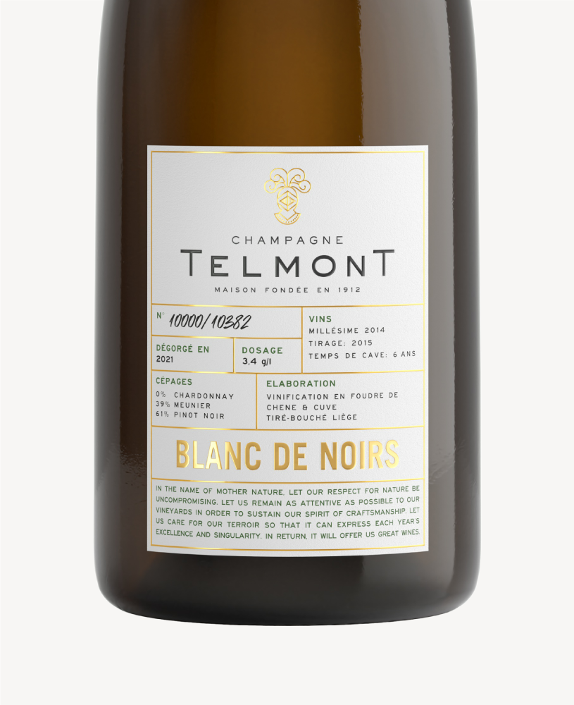 Open image in slideshow, Blanc de Noirs 2014 label
